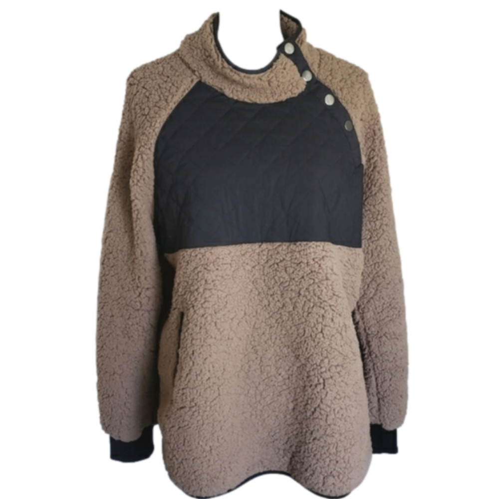 WHITE BIRCH FLEECE PULLOVER SZ XL TAN & BLACK